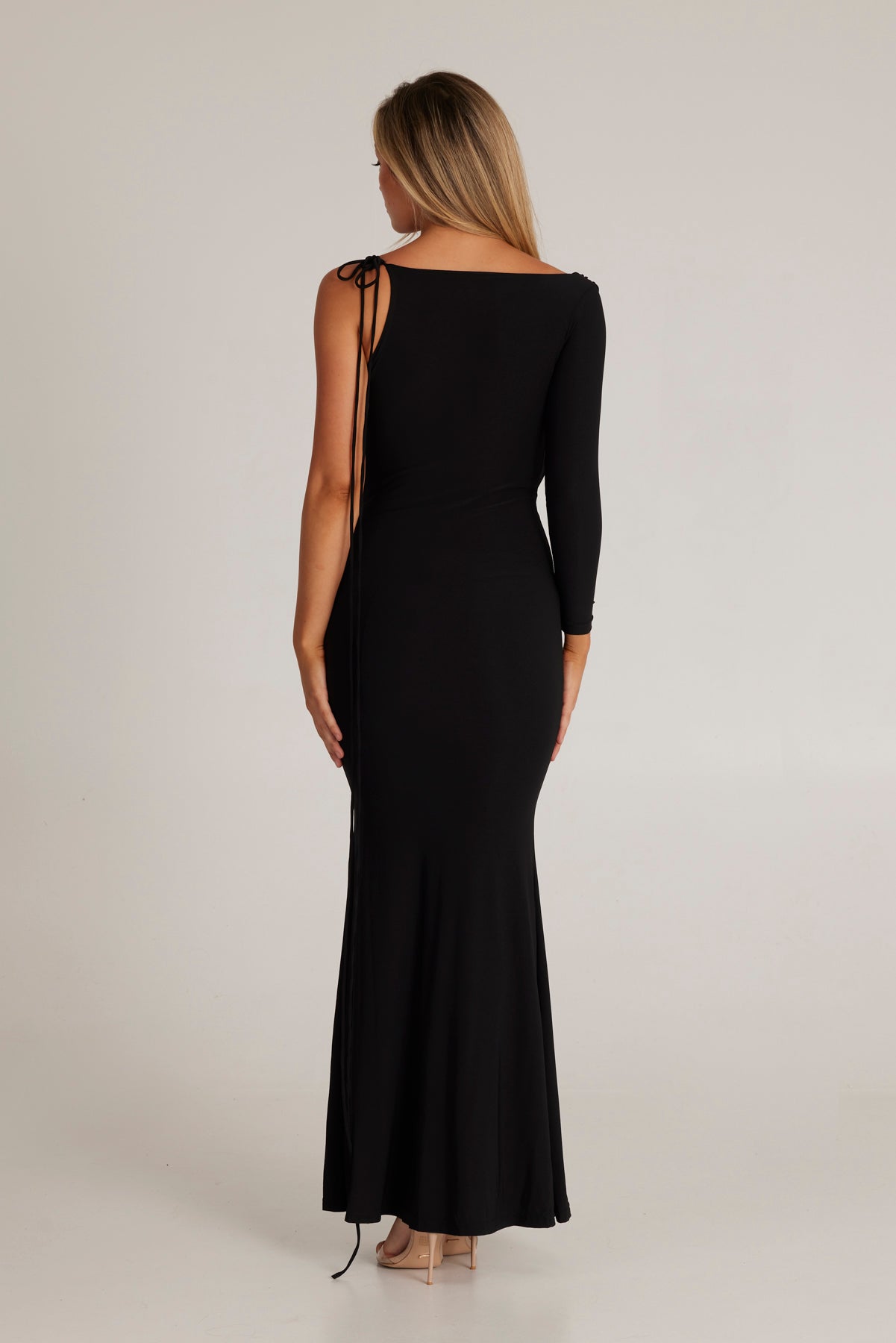 Harli One Shoulder Backless Maxi Dress In Black