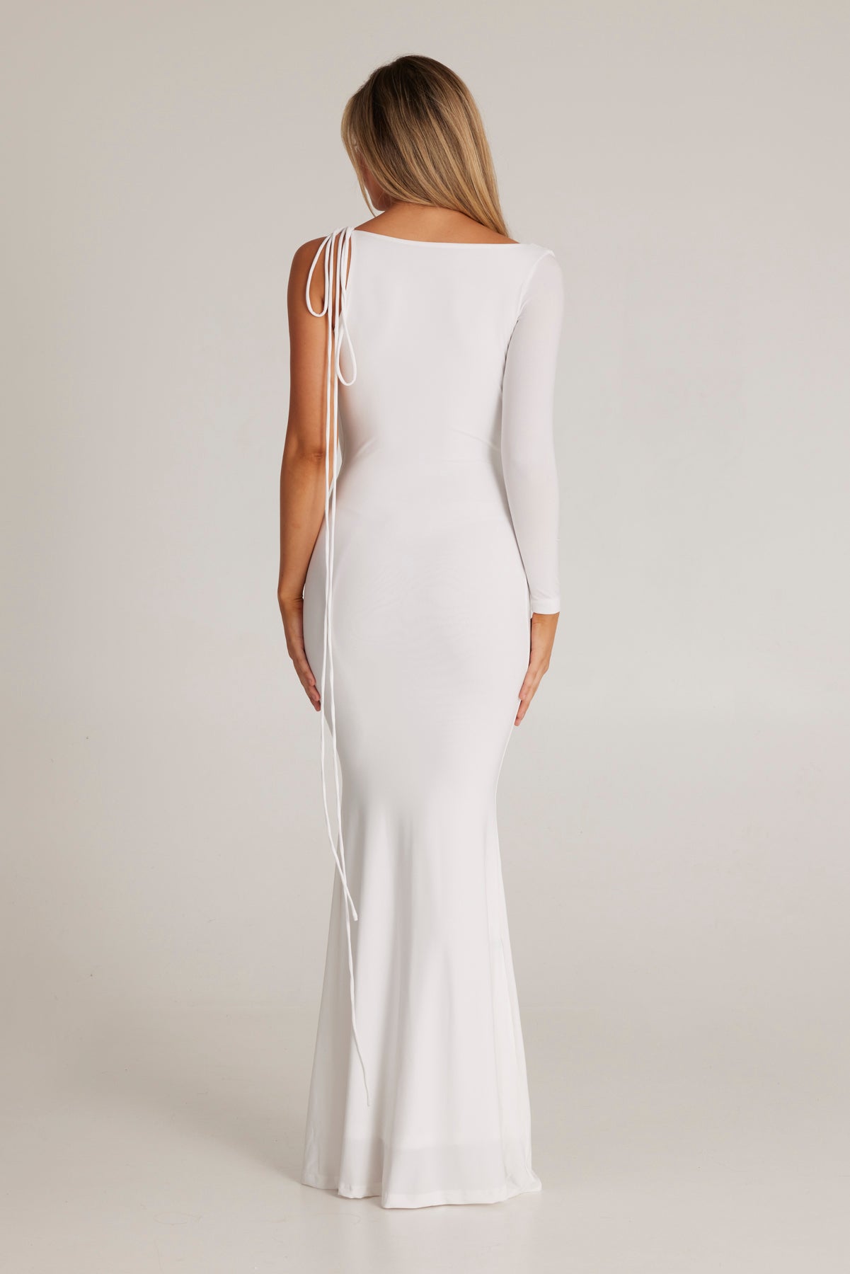 Harli One Shoulder Backless Maxi Dress In White