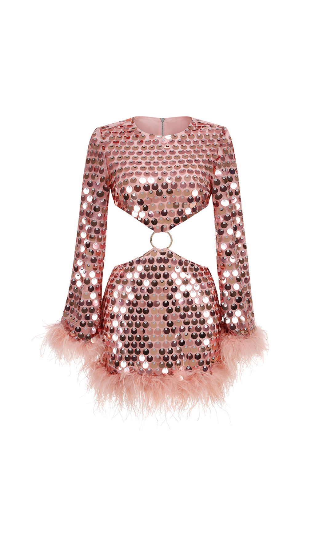 Gunnel Sequinned Feather-Trim Mini Dress