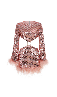 Gunnel Sequinned Feather-Trim Mini Dress