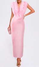 Mauris Sleeveless Faux Fur Midi Dress In Pink
