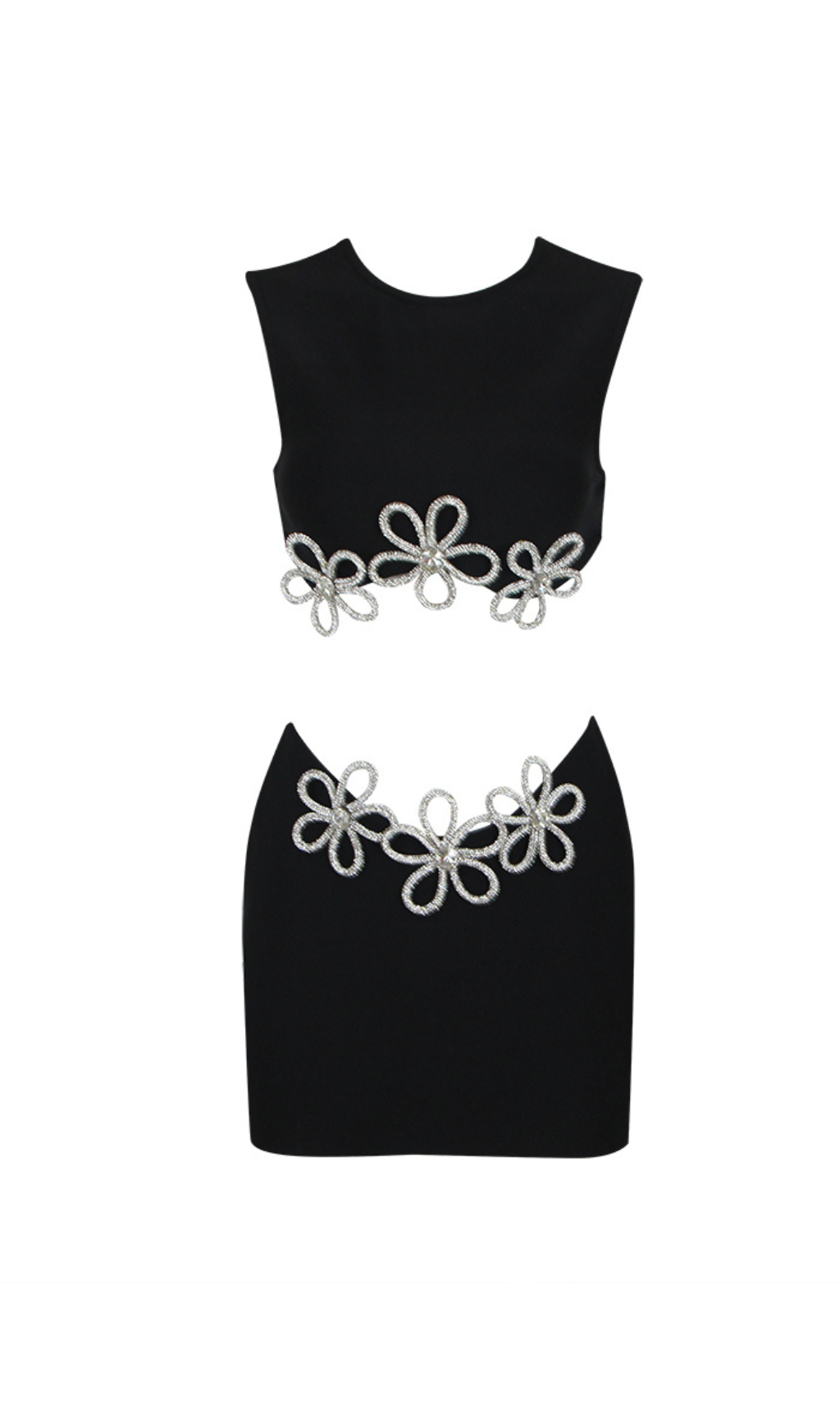 Kiwis Cutout Sleeveless Hot Rhinestone Set