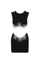 Kiwis Cutout Sleeveless Hot Rhinestone Set