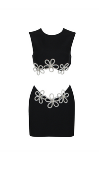 Kiwis Cutout Sleeveless Hot Rhinestone Set