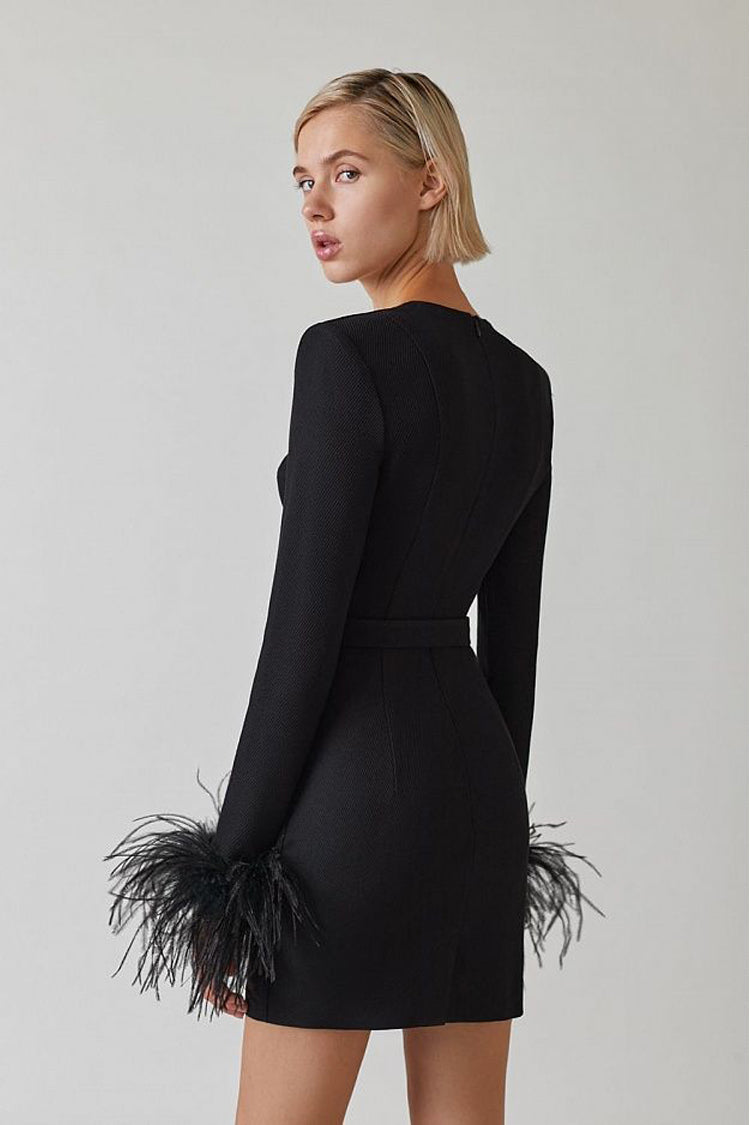 Next Black Feather Bodycon Mini Dress