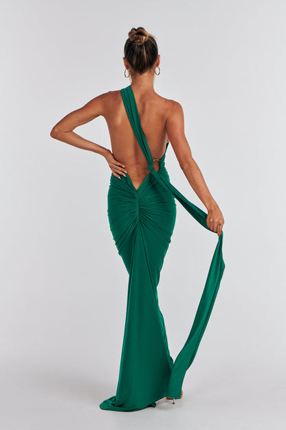 Garze Backless Maxi Dress In Emerald