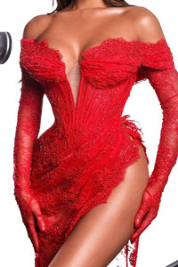 Savira Lace Floral Pleat Maxi Dress