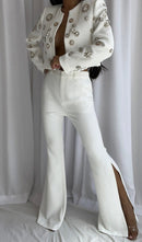 Jeneen Embellished Beaded Jacket Set In White