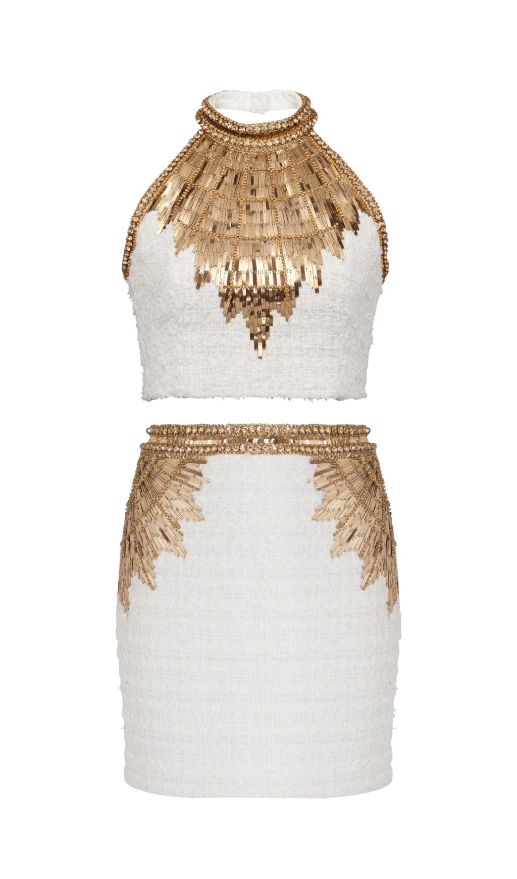 Tayshia Embellished Crop Two Piece Suit