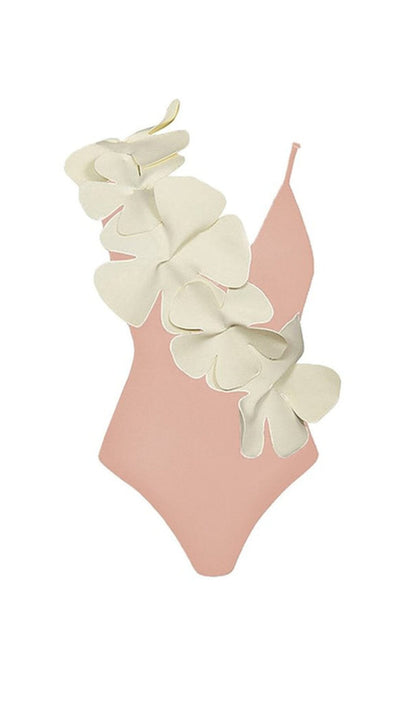 Ziggy Flower Decor Backless One Piece Swimsuit In Pink
