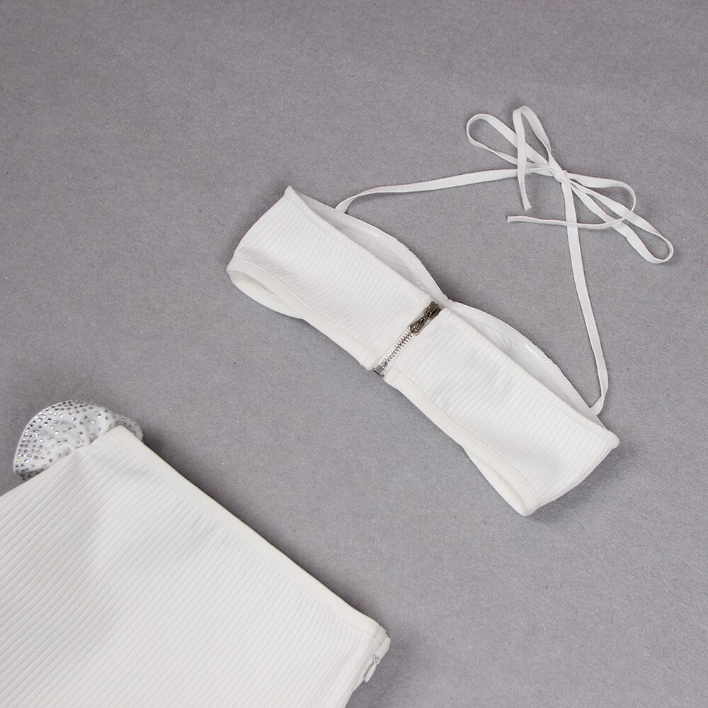 Ensley Embellished Top With High-Low Dress In White