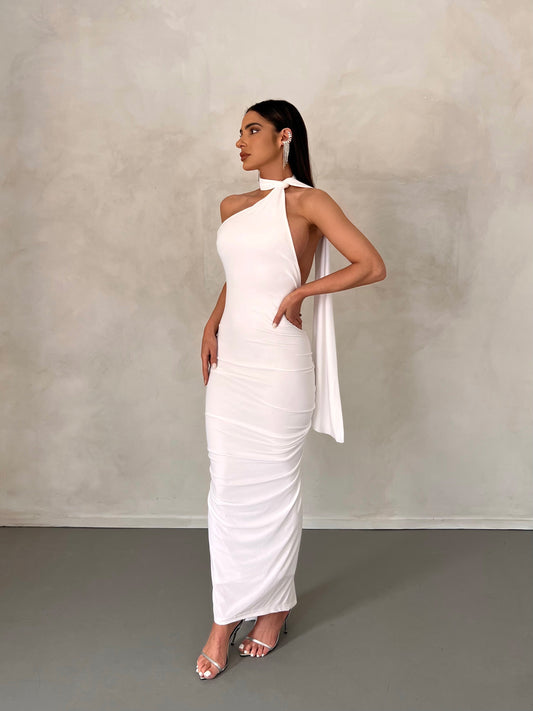 Mistrsa Backless Maxi Dress In White