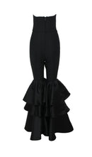 Orelia Strapless Jumpsuit With Tiered Ruffle Hem In Black