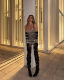 Naviya Crystal Embellished Bandage Dress With Gloves