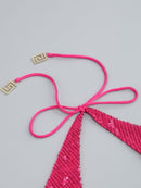 Clemma Sequin Cutout Suit In Pink