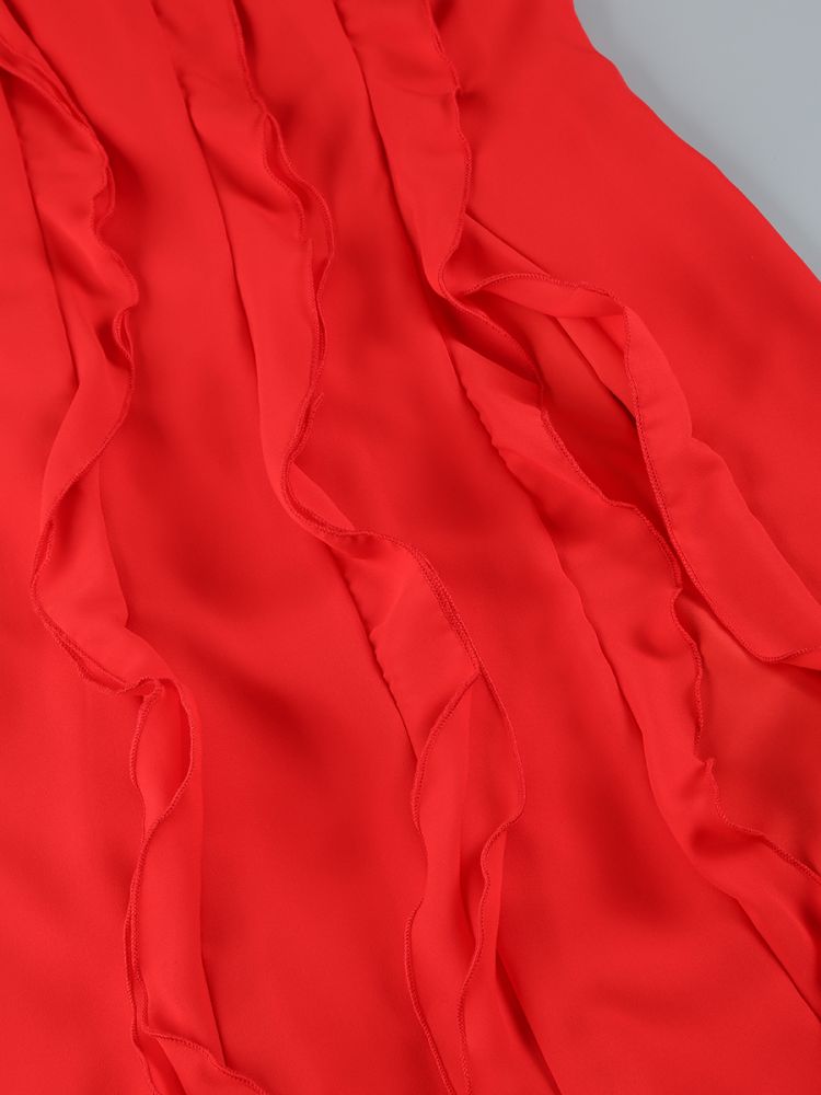 Serge Corset Frill Skirt Maxi Dress In Red