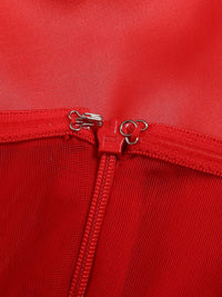 Evelyn Satin Lace Corset Maxi Dress In Red