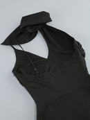 Hanne Crossover-Neck Mini Dress