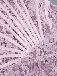 Kellie Strapless Lace Appliques Mini Dress In Light Purple