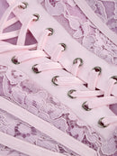 Kellie Strapless Lace Appliques Mini Dress In Light Purple