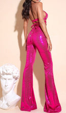 Clemma Sequin Cutout Suit In Pink