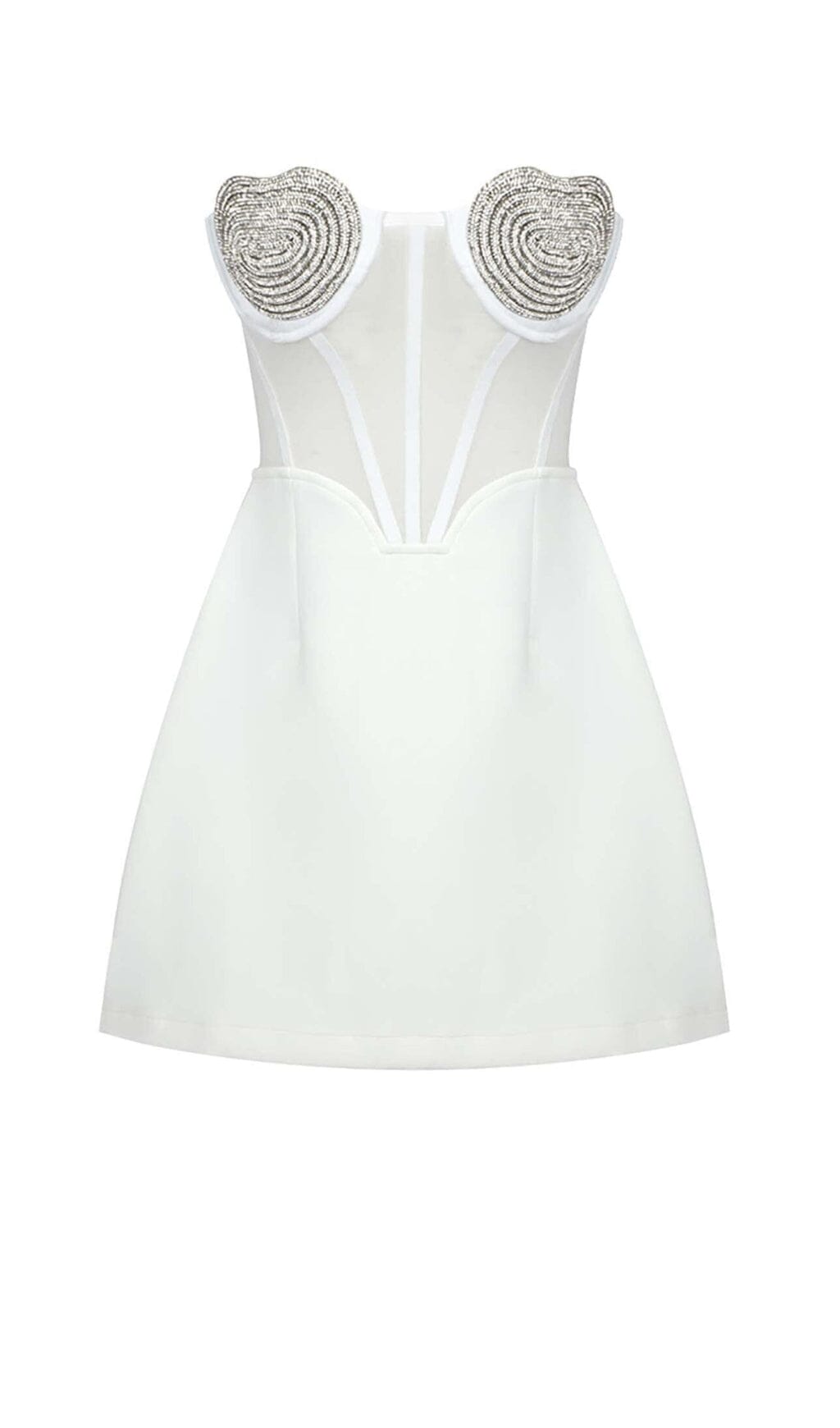 Lavaya Strapless Heart Bustier Mini Dress In White