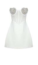 Lavaya Strapless Heart Bustier Mini Dress In White