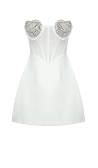 Lavaya Strapless Heart Bustier Mini Dress In White