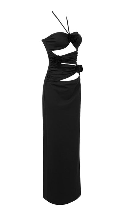 Mola Halterneck Cutout Maxi Dress In Black