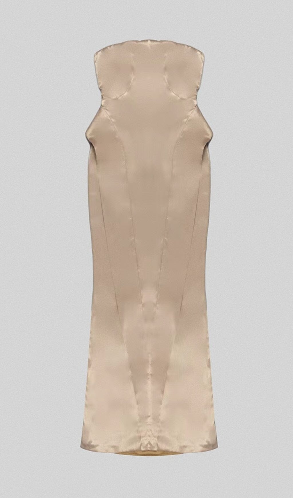 Brandina Satin Strapless Mermaid Maxi Dress In Beige