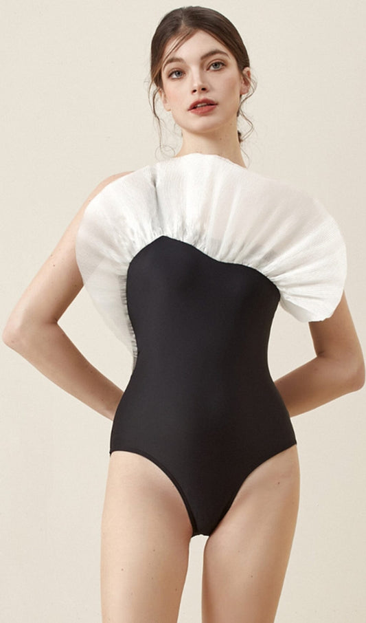 Eileen Net Yarn Ruffle One Piece Swimsuit