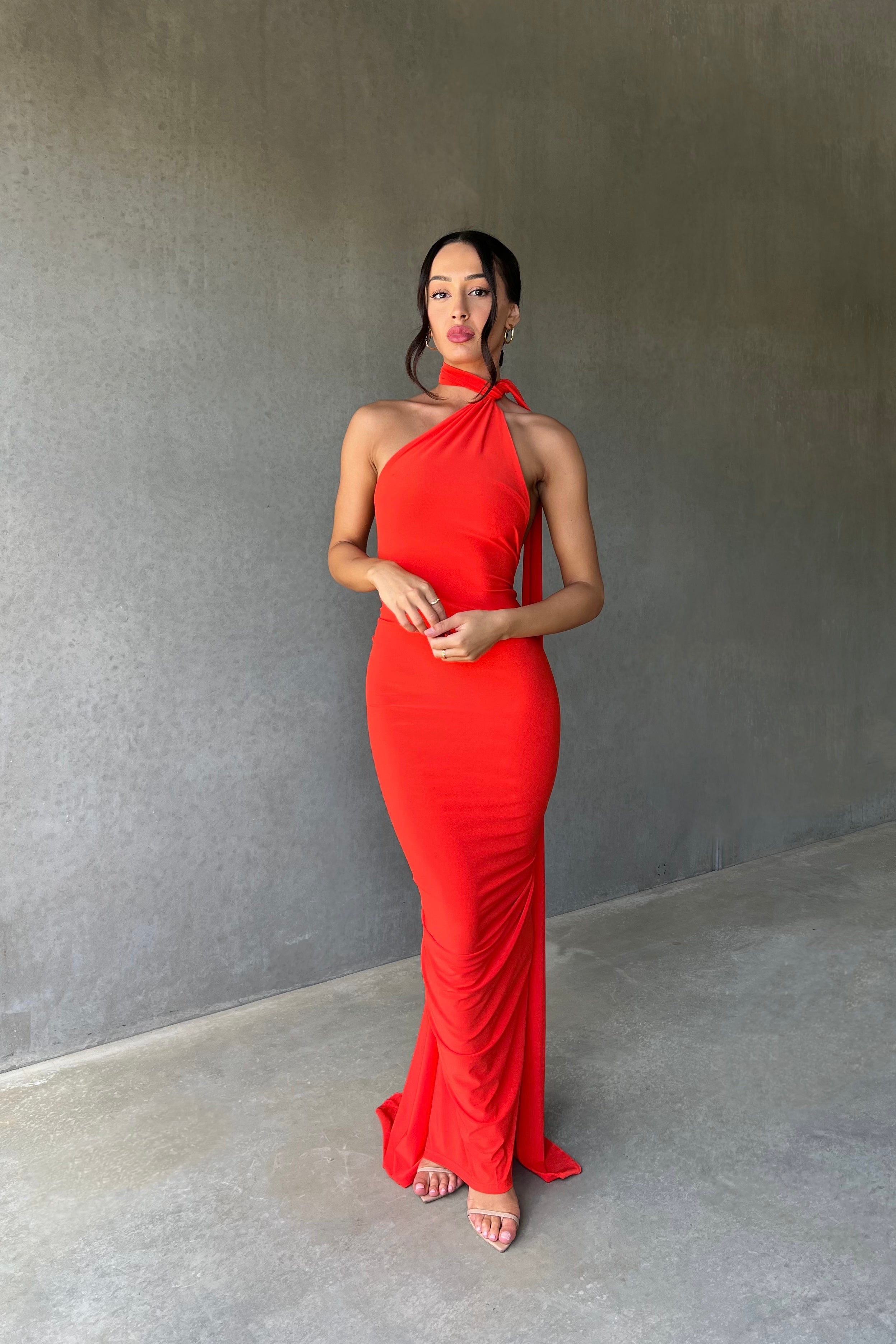 Garze Backless Maxi Dress In Tangerine