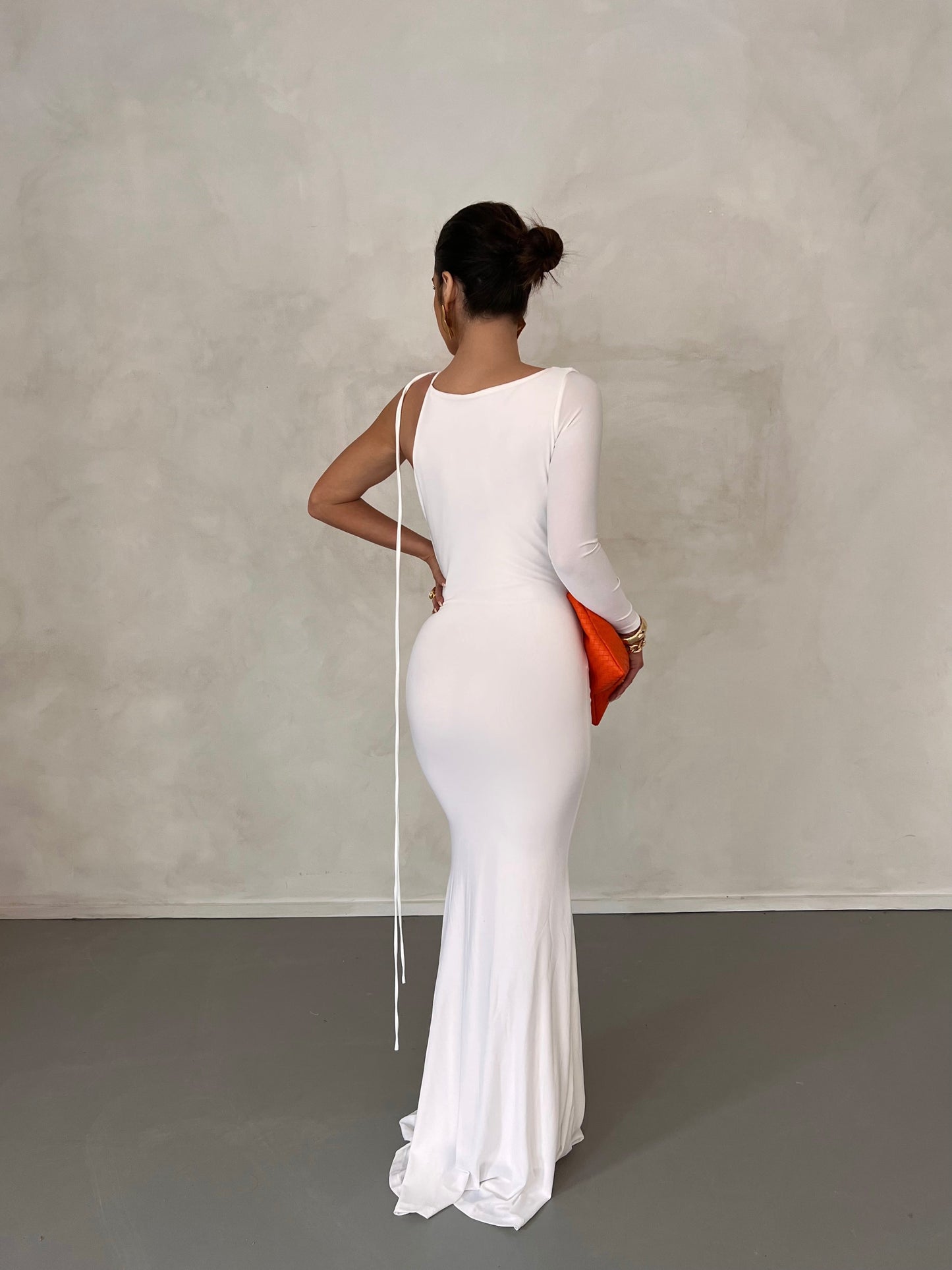 Harli One Shoulder Backless Maxi Dress In White