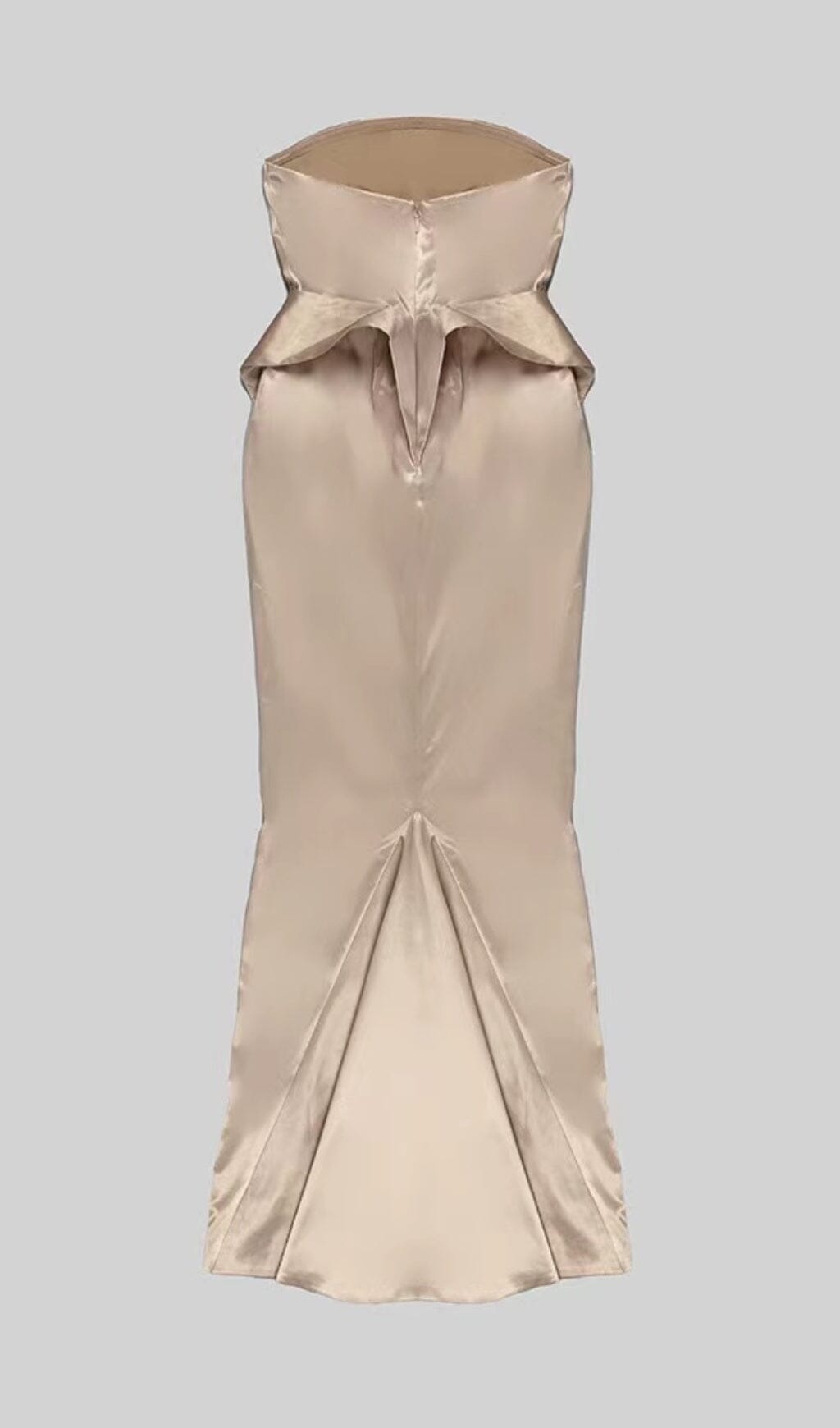 Brandina Satin Strapless Mermaid Maxi Dress In Beige