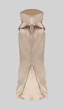Brandina Satin Strapless Mermaid Maxi Dress In Beige