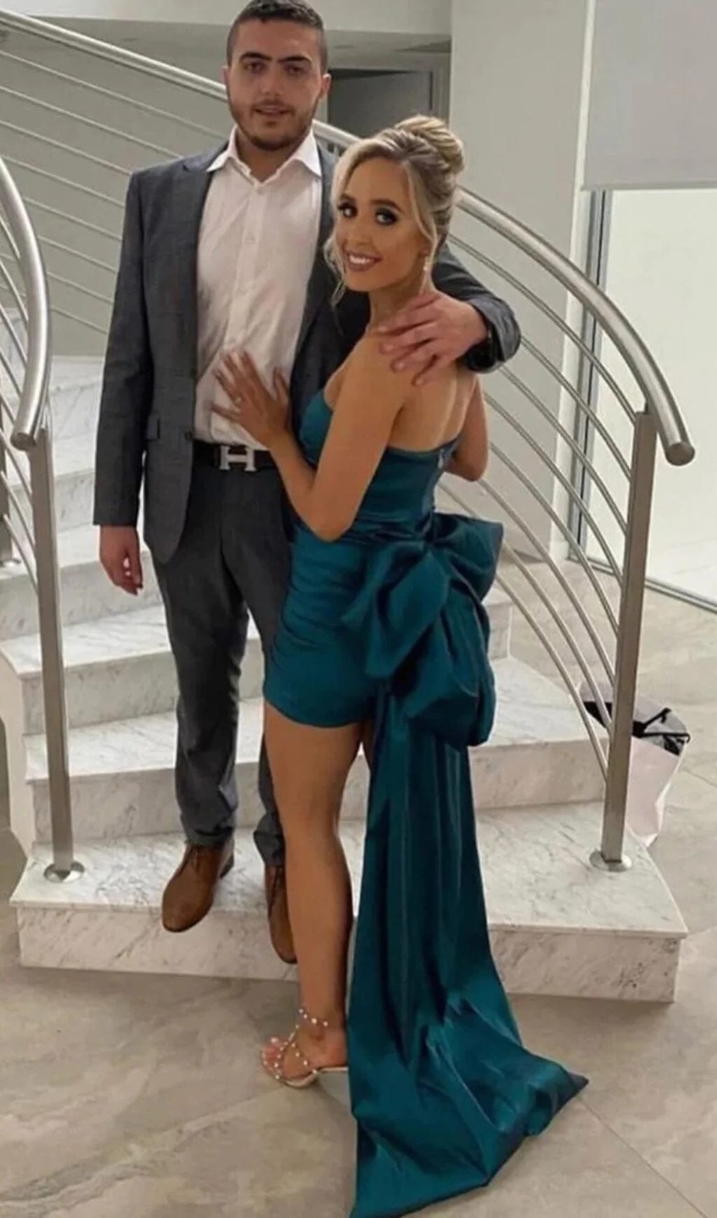 Kidia Strapless Bowknot Mini Dress In Green