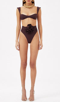 Bryony Rose Embellished Bikini Suit In Burgundy