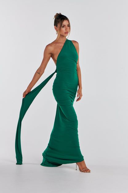 Garze Backless Maxi Dress In Emerald