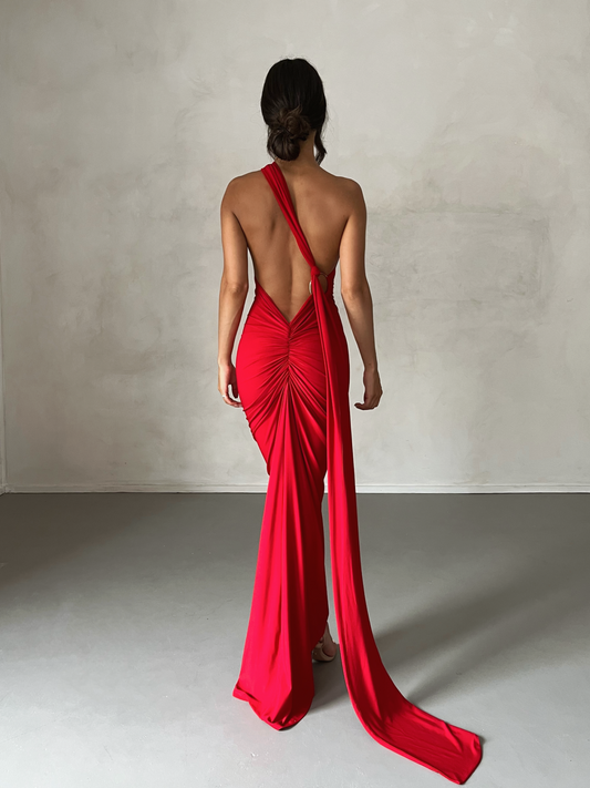 Garze Backless Maxi Dress In Red