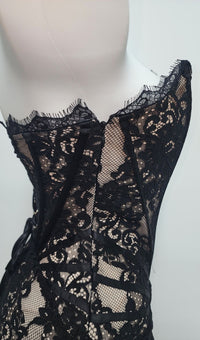 Kellie Strapless Lace Appliques Mini Dress In Black