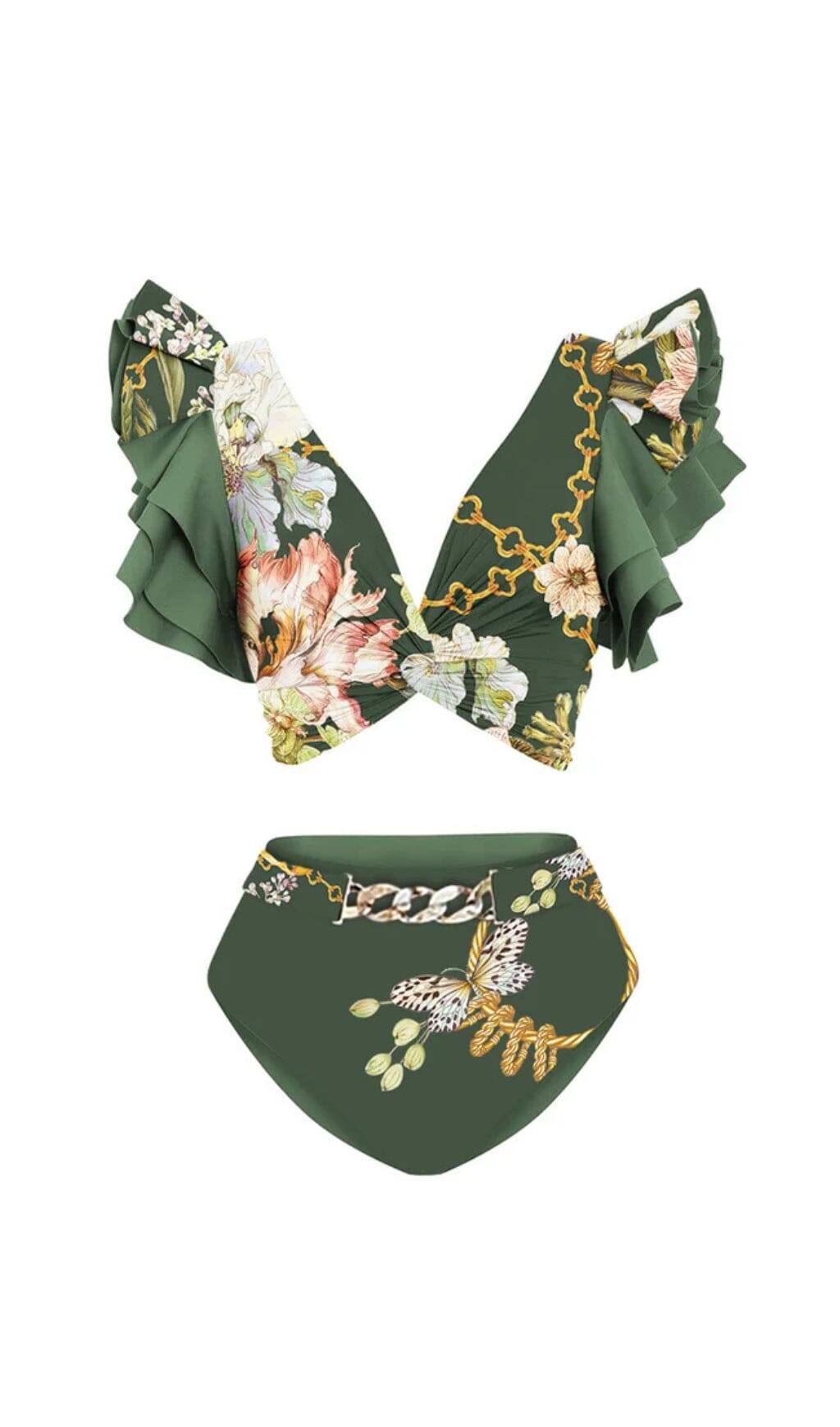 Ainslie Ruffled Floral Print Bikini Swimsuit And Skirt