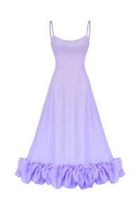 Maryam Flounce Bustier Midi Dress In Lavender