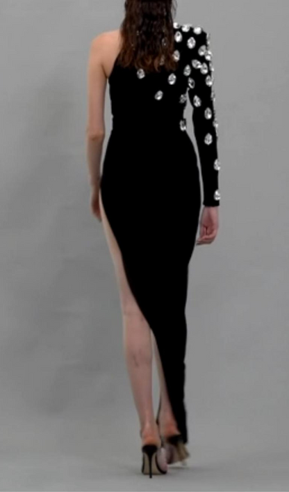 Sarly Asymmetrical Crêpe Dress In Black