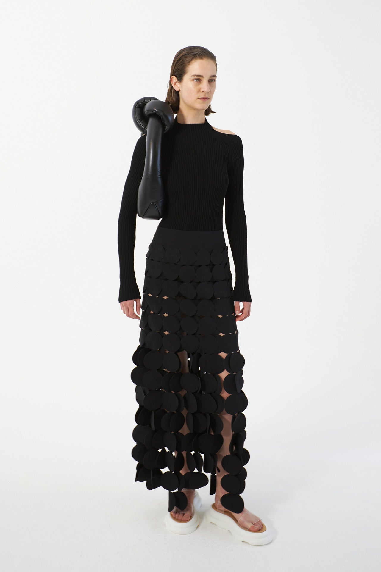 Zimo Circle Cutout Fringe Skirt In Black