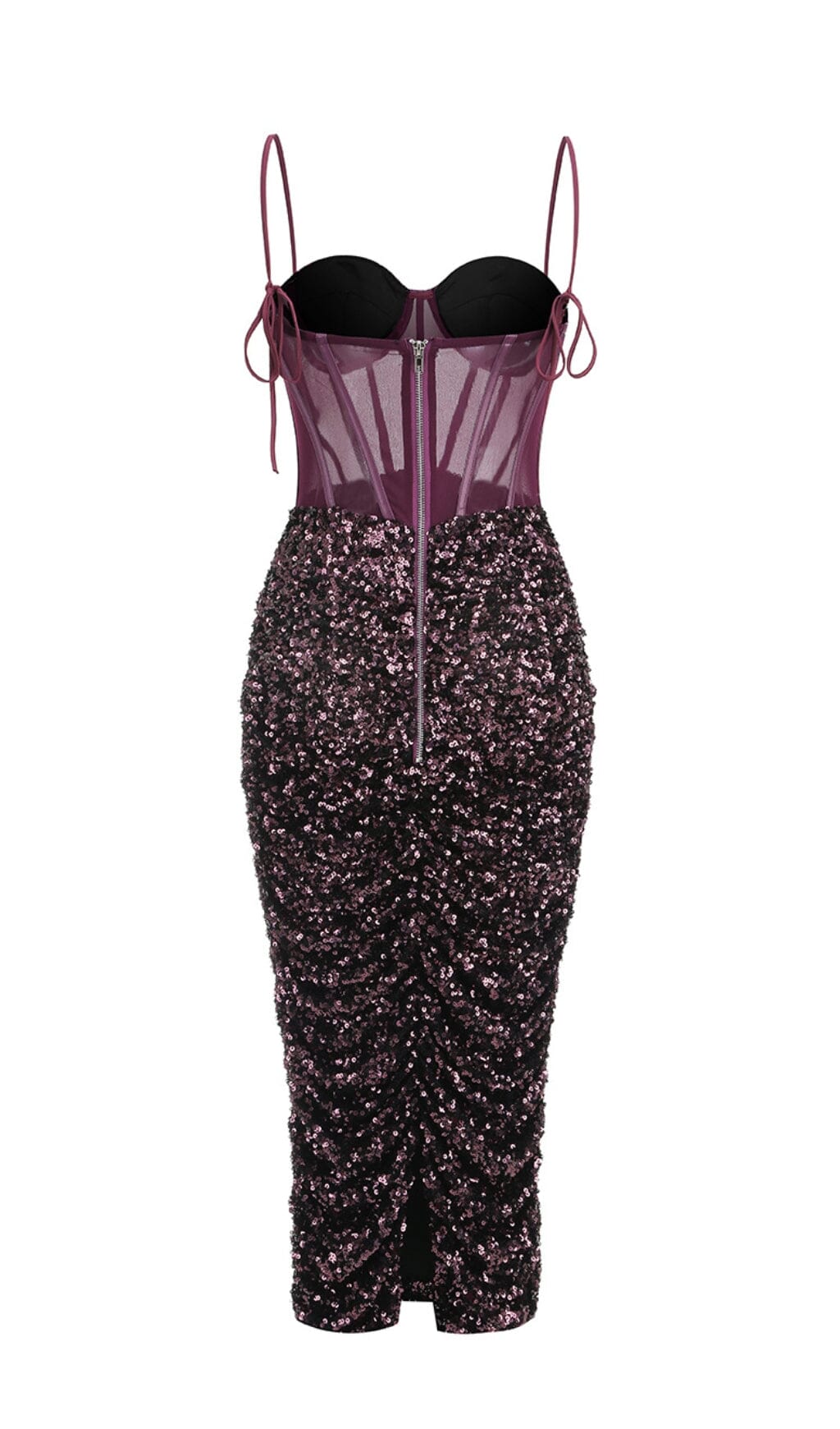 Montigo Sequin Corset Midi Dress In Wine