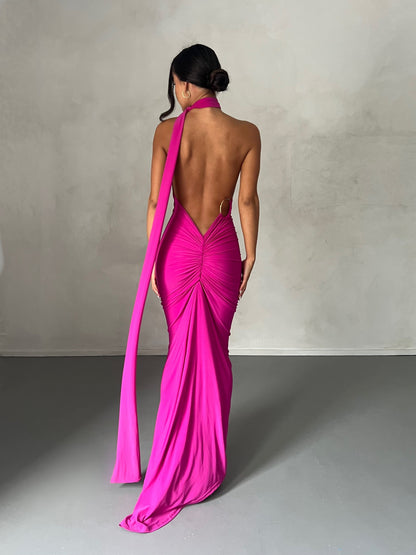 Garze Backless Maxi Dress In Pink