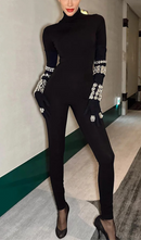 Tracie Crystal Embellished Turtleneck Jumpsuit