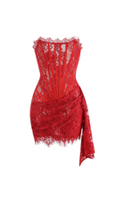 Kellie Strapless Lace Appliques Mini Dress In Red