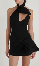 Hanne Crossover-Neck Mini Dress