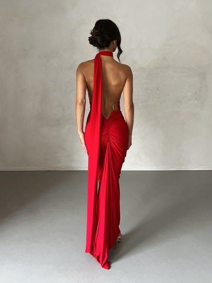 Garze Backless Maxi Dress In Red